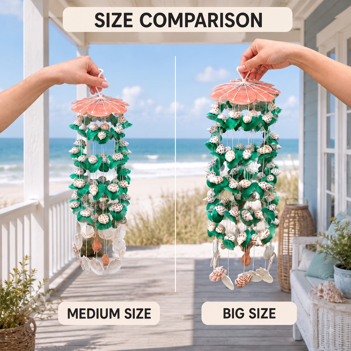 Handmade Seashell Wind Chime – Feng Shui Coastal Home, Restaurant & Beach House Decor