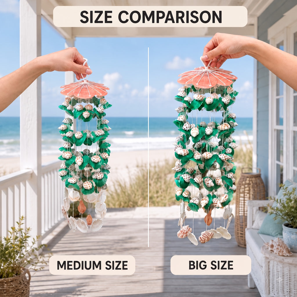  Handmade Seashell Wind Chime – Feng Shui Coastal Home, Restaurant & Beach House Decor 