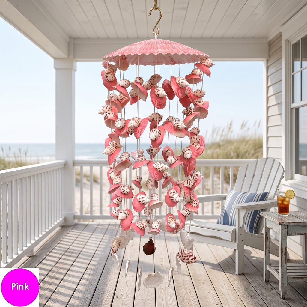  Handmade Seashell Wind Chime – Feng Shui Coastal Home, Restaurant & Beach House Decor 