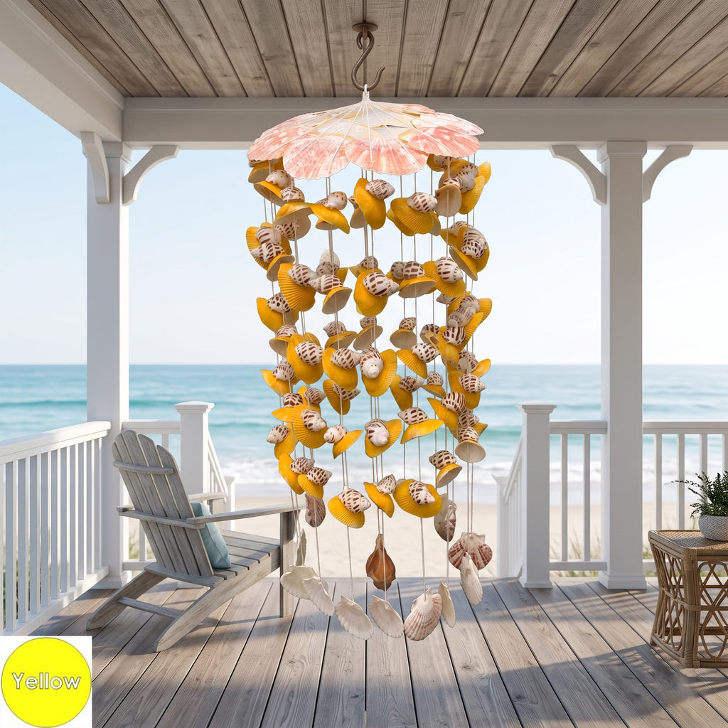  Handmade Seashell Wind Chime – Feng Shui Coastal Home, Restaurant & Beach House Decor 
