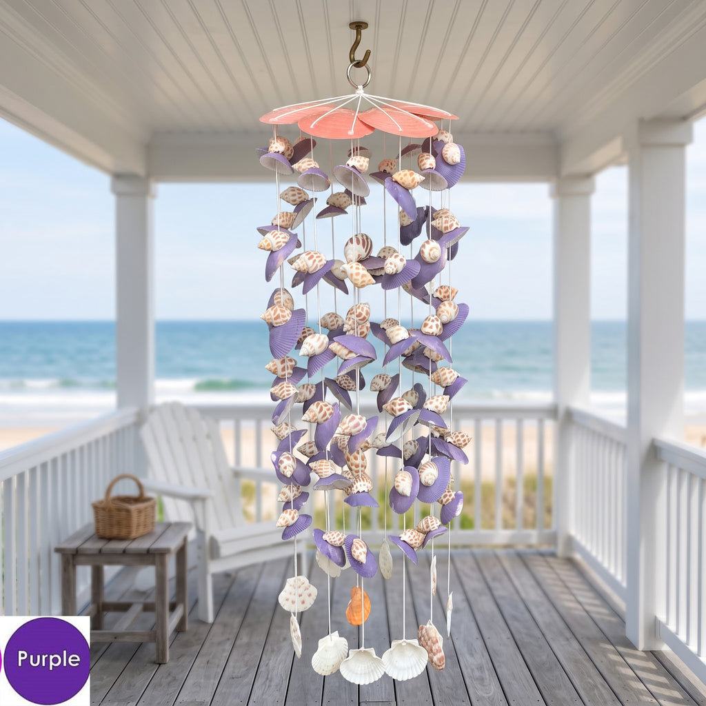  Handmade Seashell Wind Chime – Feng Shui Coastal Home, Restaurant & Beach House Decor 